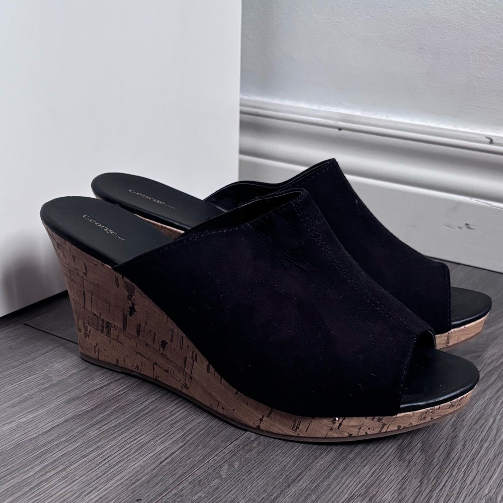 Black and Tan Wedge Sandals 3” Heel